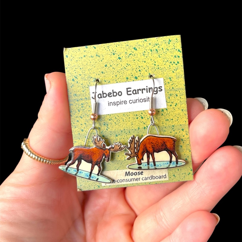 Jacebo Earrings Moose Recycled Cardboard